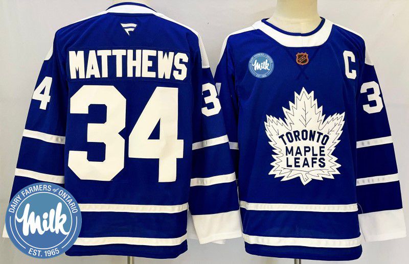 Men Toronto Maple Leafs #34 Matthews Blue Fanatics 2025 NHL Jersey style 2